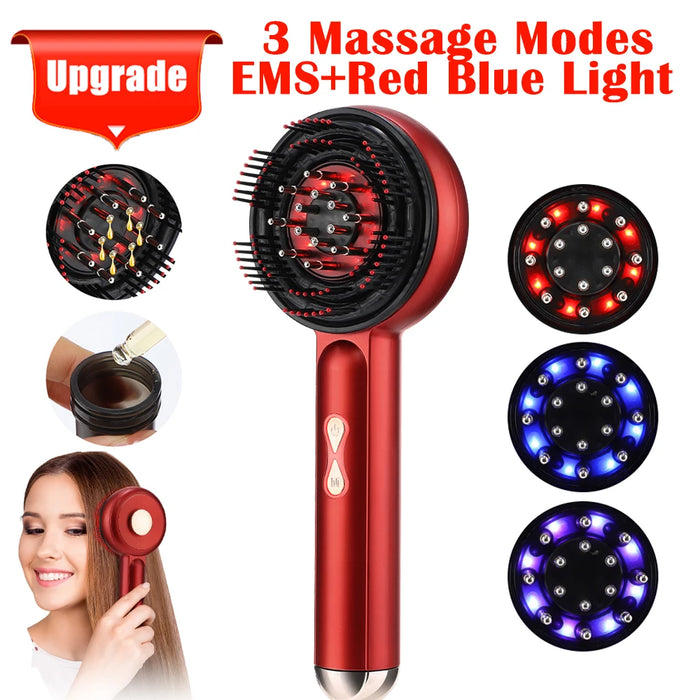 Brosse Massante Luminothérapie Rouge — Croissance Capillaire & Cuir Chevelu